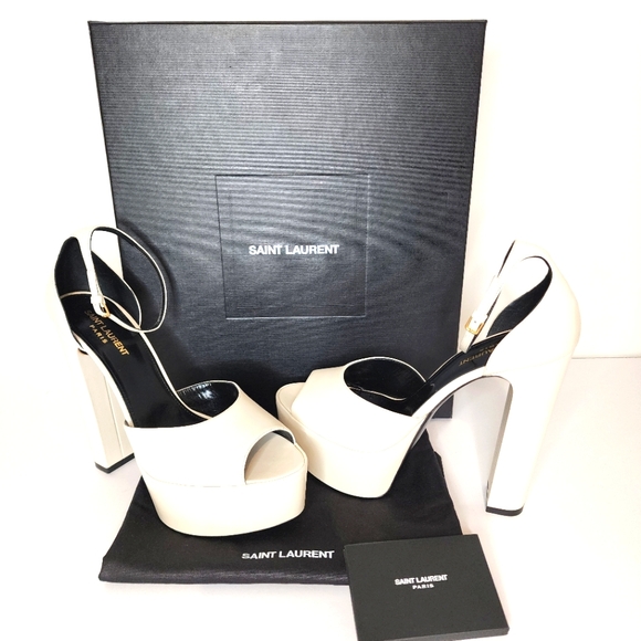 Yves Saint Laurent Jodie 95 Open Toe Heel Platform in Pearl Size 41 - Picture 3 of 7